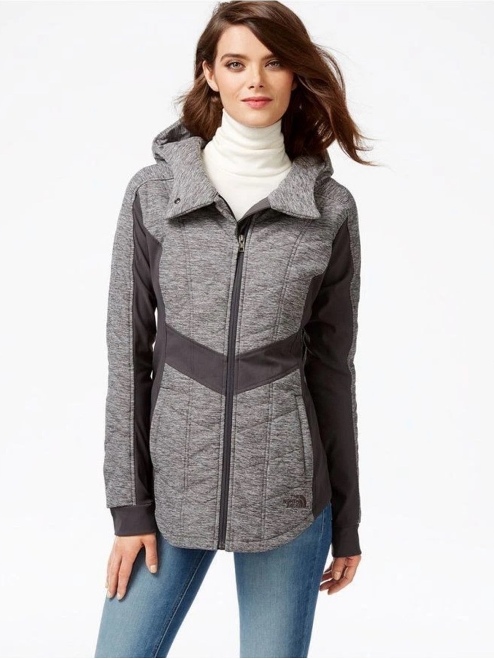 The North Face Pseudio Women’s Hooded Softshell Jacket – Gray  – Size L